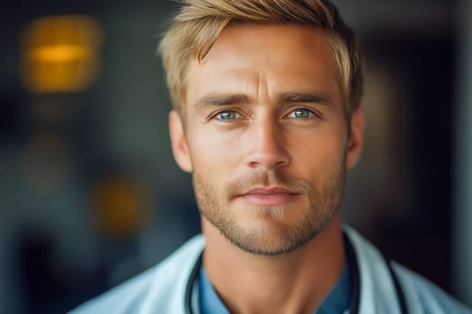 a male doctor looks directly at the camera. His professional demeanor suggests a focus on patient care.