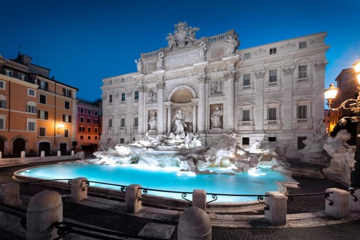 Trevi Fountain (Fontana di Trevi) in Rome, Italy. Trevi is most famous fountain of Rome. Architecture and landmark of Rome, Postcard of Rome.