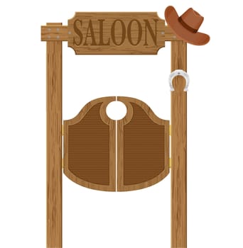 wild old west wooden saloon entrance door america illustration