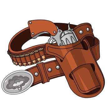 cowboy gun belt old west leather ammunition illustration