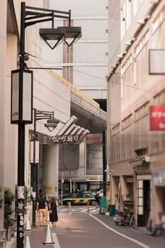 View of the portal of the Wave Street which marks the entrance to the Central District of Shibuya. It is located in front of the south exit of the shibuya station famous for its moai statue and runs along the south side of the Mark City building. The neighborhood contains a lot of streets atypical such as the Cerulean Tower Street, the Memories Street or the Plaza Street.