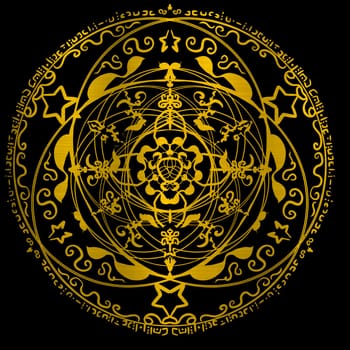 magic circle occultism power holy geometric golden metallic mystery illustration