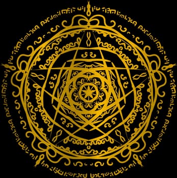 magic circle occultism power holy geometric golden metallic illustration star