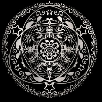 magic circle occultism power holy geometric silver metallic mystery illustration