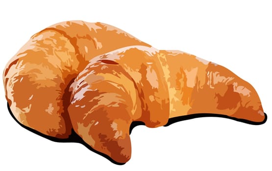 croissant pastry crust bread tasty bakery breakfast snack dough illustration food double