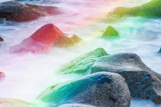 surf of the atlantic ocean in long time exposure