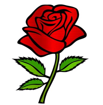 rose red flower romance blossom nature love metallic illustration