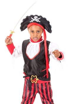 Young boy in pirate costume for Halloween