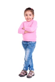 Young girl posing isolated in white