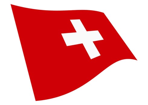 A Switzerland waving flag graphic isolated on white with clipping path