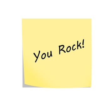 A You Rock reminder post note isolated on white with clipping path
