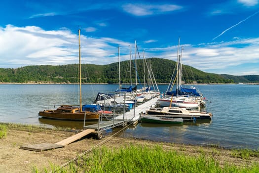 Marina in summer on Edersee in Hessen - Germany