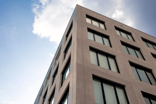 Modern gray skyscraper facade in detail