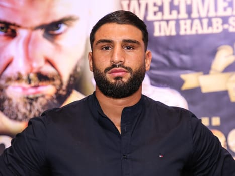 German heavyweight boxer Agit Kabayel (SES Boxing) press conference boxing gala 28.3.2020 Magdeburg