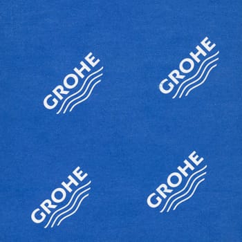 HEMER, GERMANY - CIRCA FEBRUARY 2020: Grohe sign on cardboard box