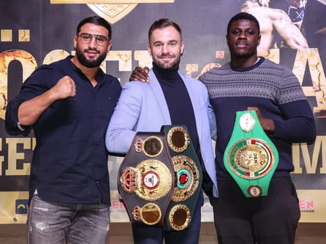 German heavyweight boxer Agit Kabayel WBA, IBO boxing world champion light heavyweight Dominic Bösel, WBC junior world champion Peter Kadiru all SES boxing