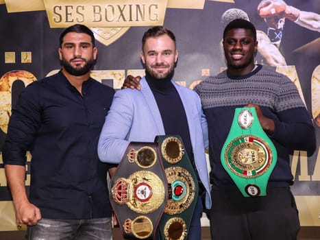 German heavyweight boxer Agit Kabayel WBA, IBO boxing world champion light heavyweight Dominic Bösel, WBC junior world champion Peter Kadiru all SES boxing
