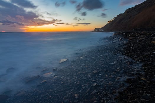 View of the high shore in Anapa, Russia, after sunset