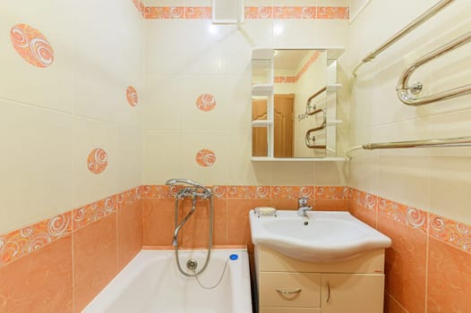 Russia, Moscow- October 17, 2019: interior room apartment decrepit old sloppy non modern setting. cosmetic repairs required
