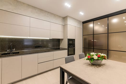 Russia, Moscow- October 17, 2019: interior room apartment modern bright cozy atmosphere. general cleaning, home decoration, preparation of house for sale. modern expensive luxury design