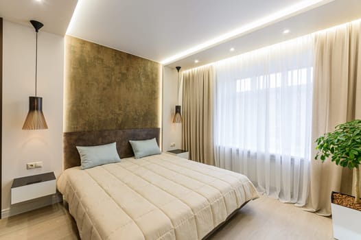 Russia, Moscow- October 17, 2019: interior room apartment modern bright cozy atmosphere. general cleaning, home decoration, preparation of house for sale. modern expensive luxury design