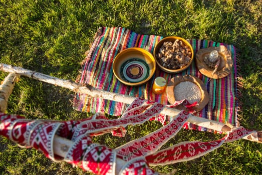 Preparation of traditional latvian ritual of celebrating summer solstice.