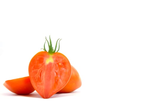 Fresh organic homegrown tomatoes on white background