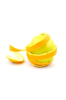 Ripe orange and apple isolated on white background