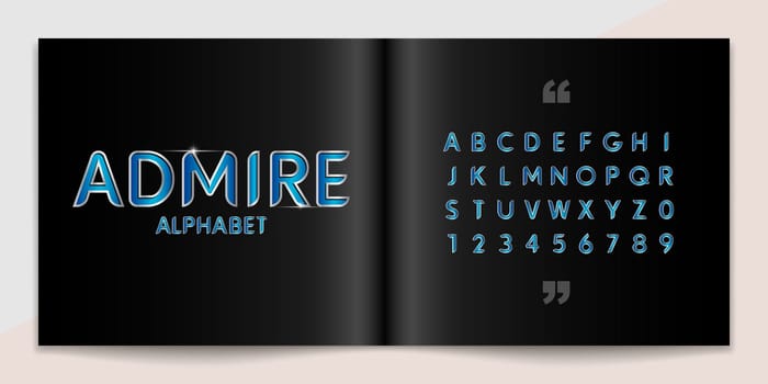 Metal font and alphabet set. Lettering Design for magazine, poster, logo or advertising media. Typography fonts uppercase and number. Vector illustration.