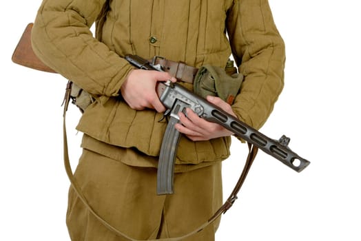 close-up on the machine gun PPSH-41