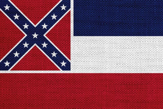 Flag of Mississippi on old linen