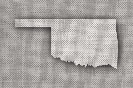 Map of Oklahoma on old linen