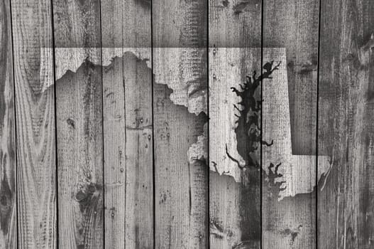 Map of Maryland on weathered wood