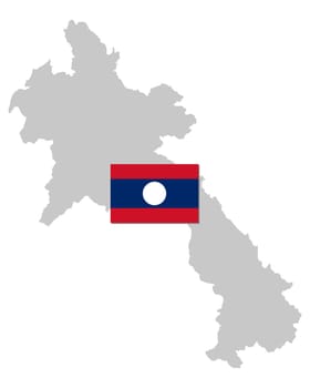 Fahne und Landkarte von Laos