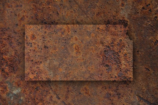 Map of Kansas on rusty metal