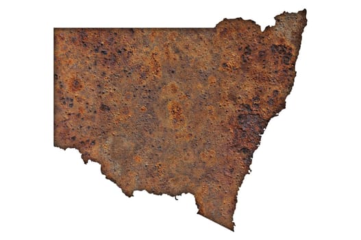 Map of New South Wales on rusty metal