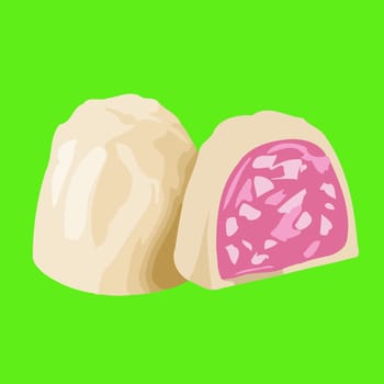 truffle white milk chocolate stuffing strawberry sweet dessert illustration