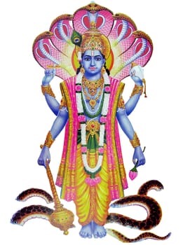 lord Vishnu krishna festival music hinduism culture mythology snake illustration