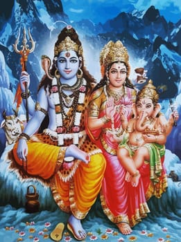 hinduism lord shiva spiritual Saraswati illustration ganesha holy snake tiger