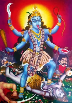 kali goddess of death indian hindu illustration tongue hanging