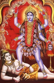 kali goddess of death indian hindu dark siren illustration tongue hanging