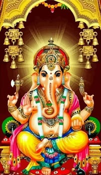 Ganesha hindu temple bell lord faith mythology bless god illustration