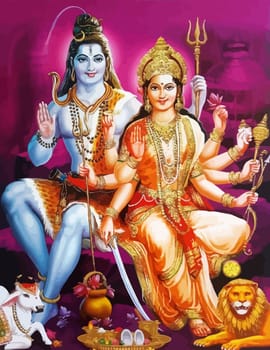 hinduism lord shiva spiritual Saraswati holy power lion illustration
