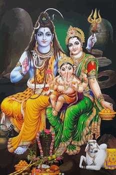 ganesha hinduism lord shiva spiritual Saraswati holy power ox white illustration