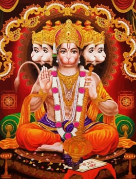 hanuman indian holy god monkey  jayanti many heads  illustration