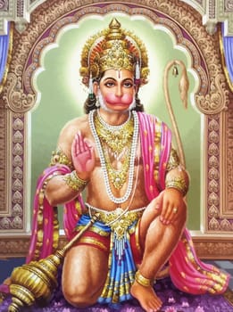 hanuman indian holy god monkey  jayanti temple  illustration