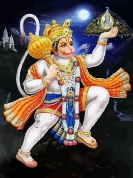 hanuman white indian holy god monkey  jayanti illustration