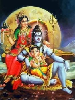 Saraswati holy hinduism power lord shiva spiritual ganesha moon  illustration
