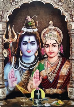 Saraswati holy hinduism power lord shiva spiritual illustration