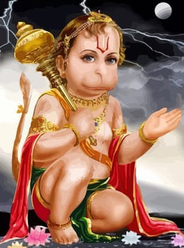 hanuman  god monkey baby indian holy  jayanti illustration